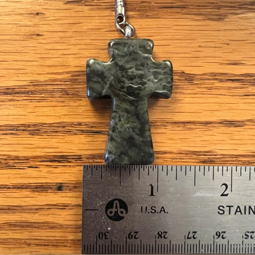 GERARD Hand Carved Connemara Marble Cross Key Fob NWT